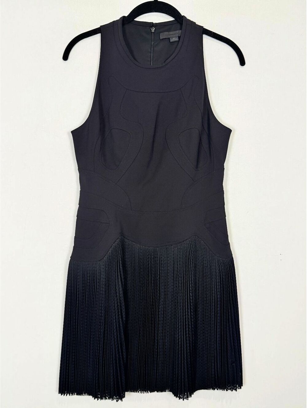 Alexander Wang Sleeveless Pleated Drop Waist Cocktail Dress Black Women's Size 8